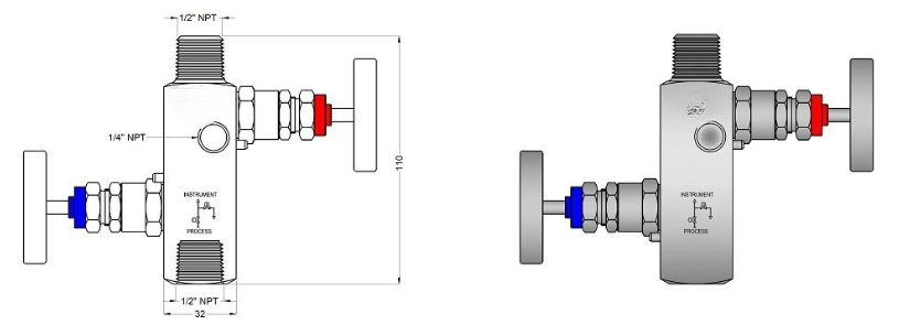 Pipe Gauge 90° Syphon Main View